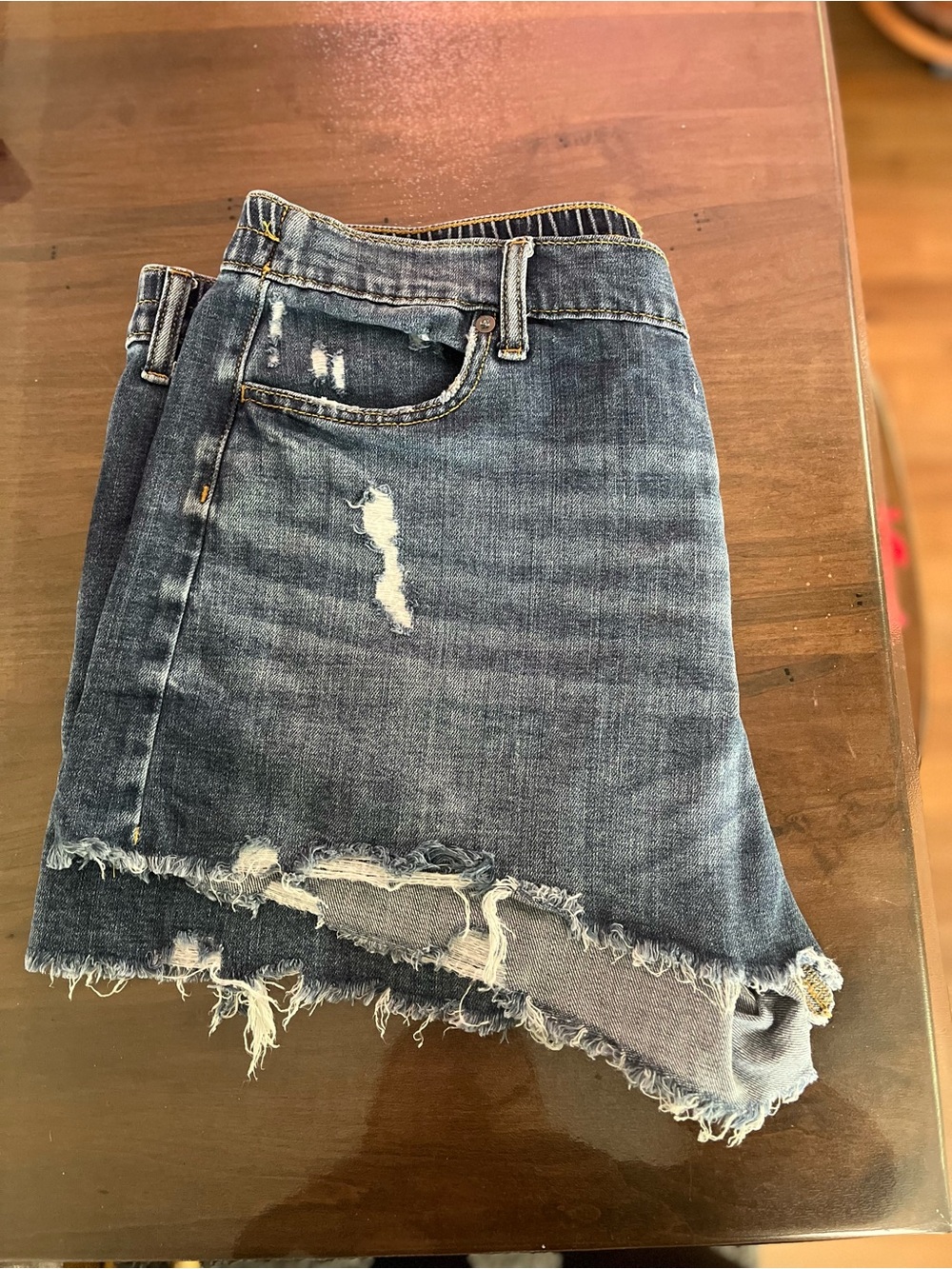 Aerie Washed Blue Distressed Denim shorts